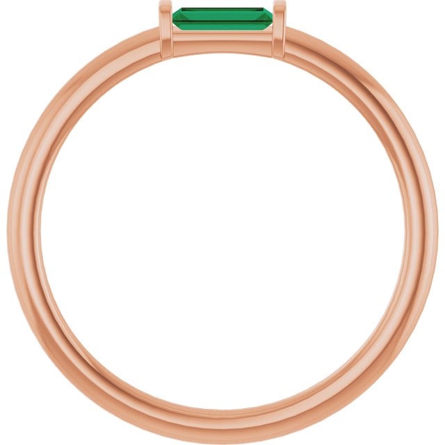 14K Rose Lab-Grown Emerald Stackable Ring
