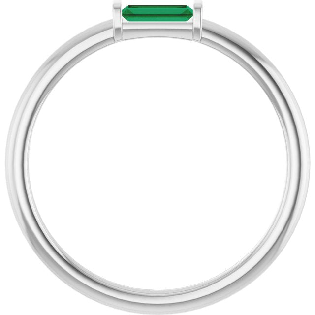 Sterling Silver Lab-Grown Emerald Stackable Ring