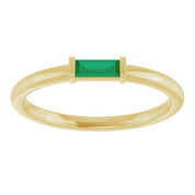 14K Yellow Lab-Grown Emerald Stackable Ring