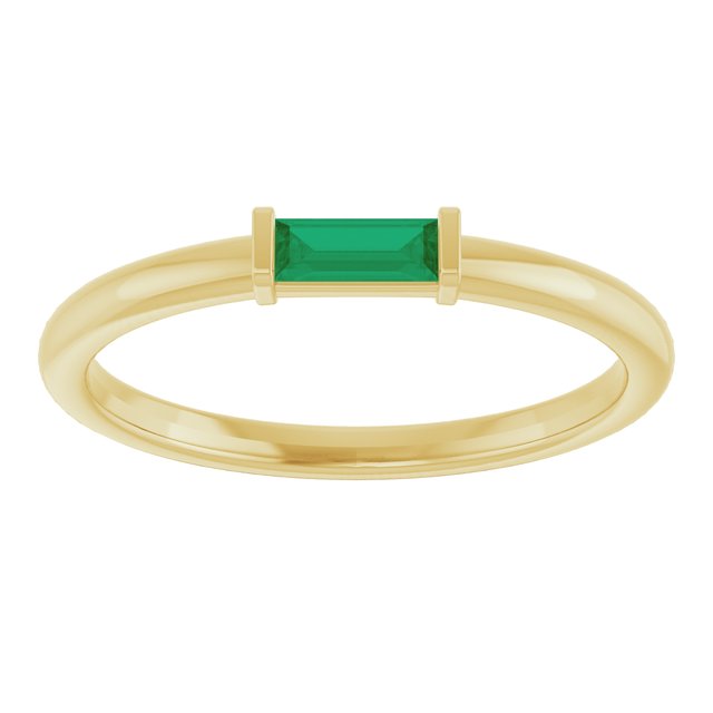 14K Yellow Lab-Grown Emerald Stackable Ring