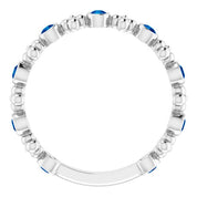 Sterling Silver Lab-Grown Blue Sapphire Beaded Ring