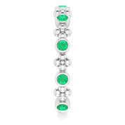 Sterling Silver Lab-Grown Emerald Beaded Ring