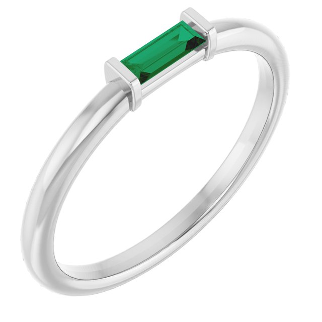 Sterling Silver Lab-Grown Emerald Stackable Ring
