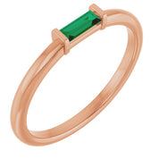 14K Rose Lab-Grown Emerald Stackable Ring