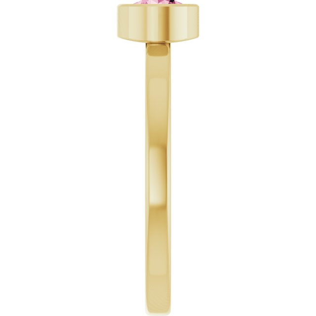 14K Yellow 5 mm Natural Pink Tourmaline Ring
