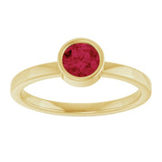14K Yellow 5 mm Lab-Grown Ruby Ring