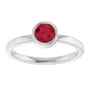 14K White 5 mm Lab-Grown Ruby Ring