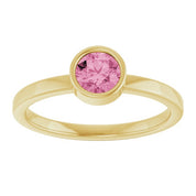 14K Yellow 5 mm Natural Pink Tourmaline Ring