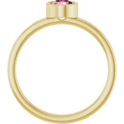 14K Yellow 5 mm Natural Pink Tourmaline Ring