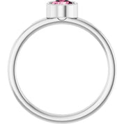 14K White 5 mm Natural Pink Tourmaline Ring