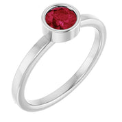 14K White 5 mm Lab-Grown Ruby Ring