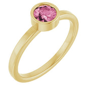 14K Yellow 5 mm Natural Pink Tourmaline Ring