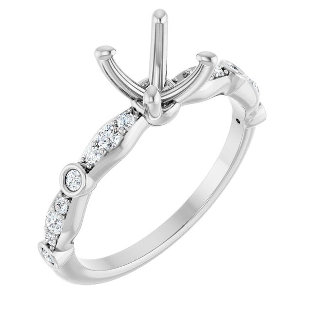 Platinum 6.5 mm Round 1/5 CTW Natural Diamond Semi-Set Engagement Ring