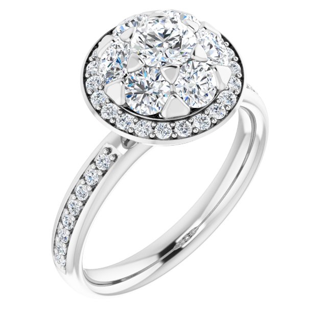 14K White 1 1/3 CTW Natural Diamond Engagement Ring