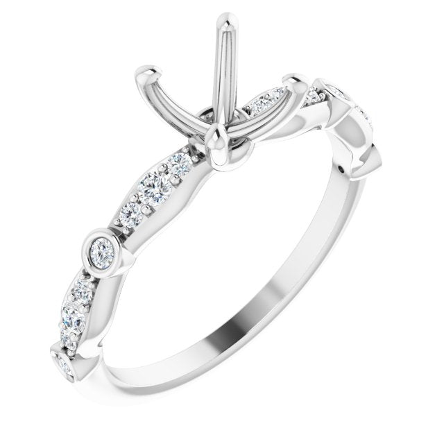 Platinum 5x5 mm Square 1/4 CTW Natural Diamond Semi-Set Engagement Ring