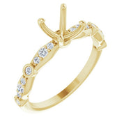 18K Yellow 5 x 5 mm Square 1/5 CTW Natural Diamond Semi-Set Engagement Ring