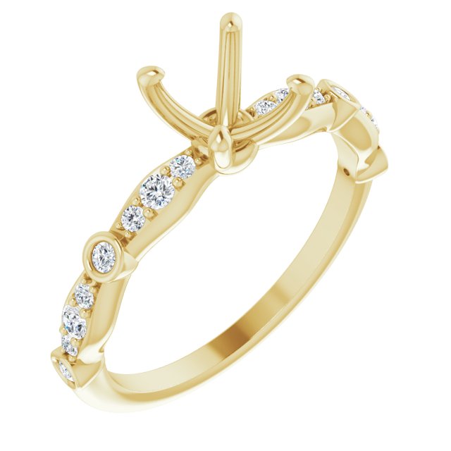 18K Yellow 5 x 5 mm Square 1/5 CTW Natural Diamond Semi-Set Engagement Ring