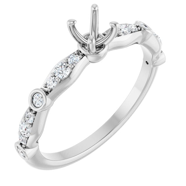 14K White 4.1 mm Round 1/4 CTW Natural Diamond Semi-Set Engagement Ring