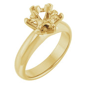 14K Yellow 5.2 mm Round 1 1/5 CTW Natural Diamond Semi-Set Engagement Ring