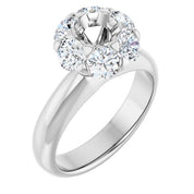 14K White 5.2 mm Round 1 1/5 CTW Natural Diamond Semi-Set Engagement Ring