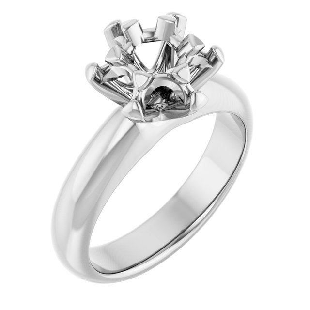 18K White 5.2 mm Round 1 3/8 CTW Natural Diamond Semi-Set Engagement Ring
