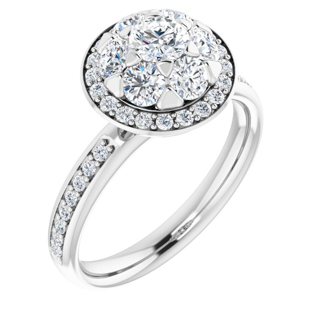 18K White 1 1/8 CTW Natural Diamond Engagement Ring