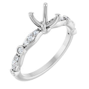 Platinum 5.8 mm Round 1/5 CTW Natural Diamond Semi-Set Engagement Ring