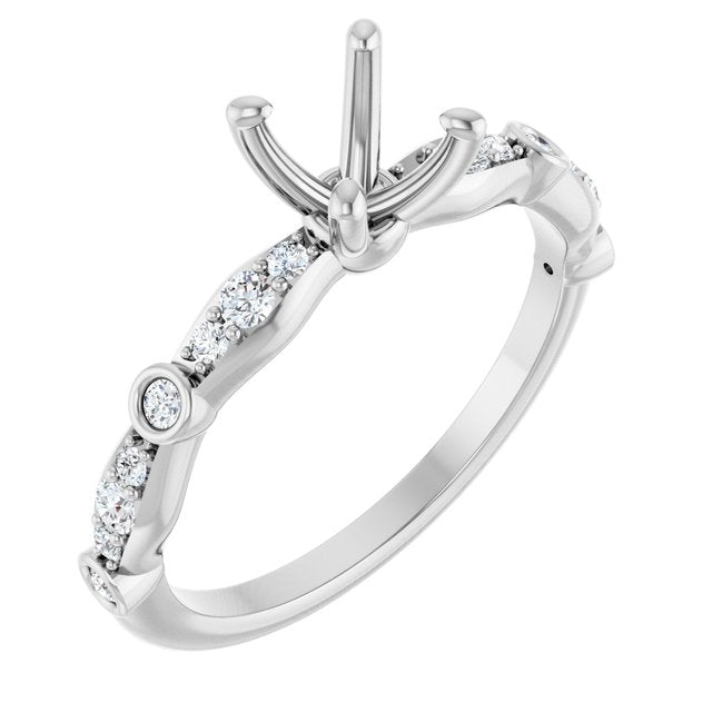 Platinum 5.8 mm Round 1/5 CTW Natural Diamond Semi-Set Engagement Ring