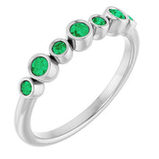 Sterling Silver Lab-Grown Emerald Bezel-Set Ring