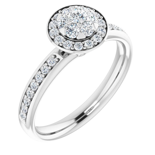 14K White 1/2 CTW Natural Diamond Engagement Ring
