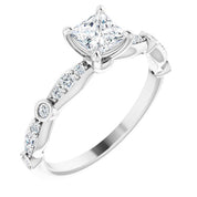 10K White 4.5 mm Square 3/4 CTW Natural Diamond Engagement Ring