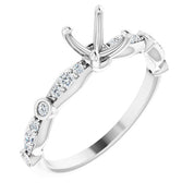 14K White 4.5 x 4.5 mm Square 1/5 CTW Natural Diamond Semi-Set Engagement Ring