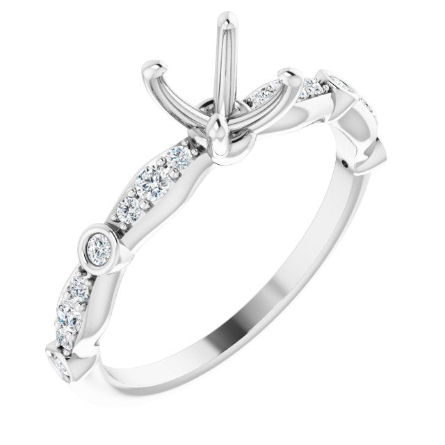 14K White 4.5 x 4.5 mm Square 1/5 CTW Natural Diamond Semi-Set Engagement Ring