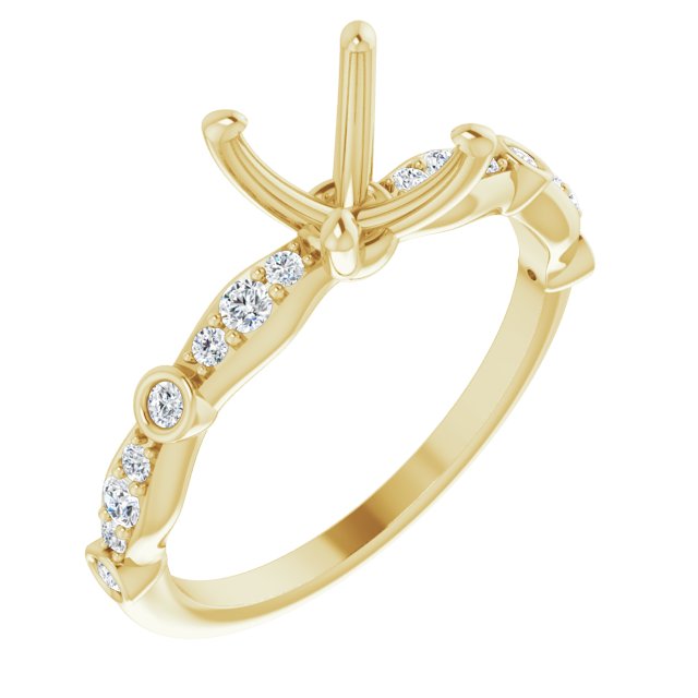 14K Yellow 5.5 x 5.5 mm Square 1/5 CTW Natural Diamond Semi-Set Engagement Ring