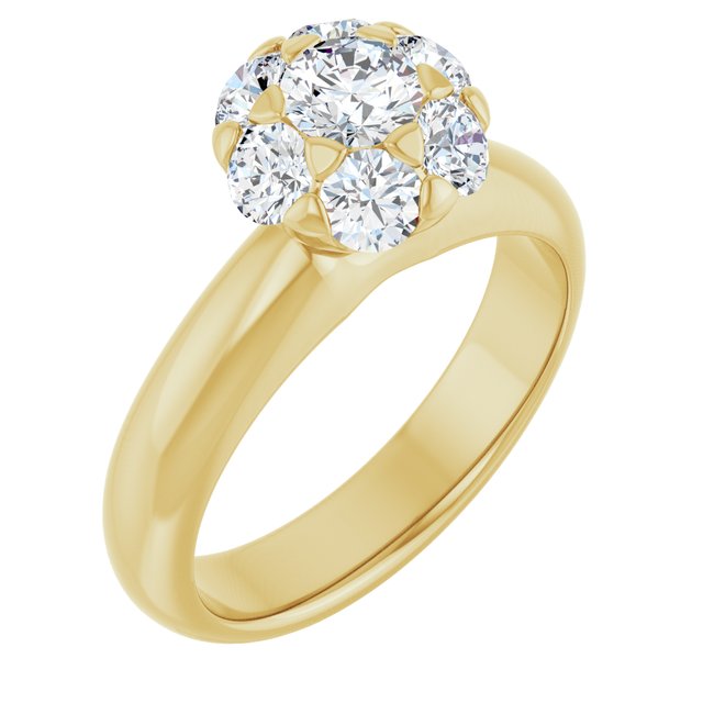 18K Yellow Round Natural Diamond Natural Diamond