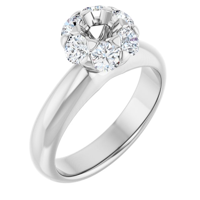 Continuum Sterling Silver 4.5 mm Round 3/4 CTW Natural Diamond Semi-Set Engagement Ring