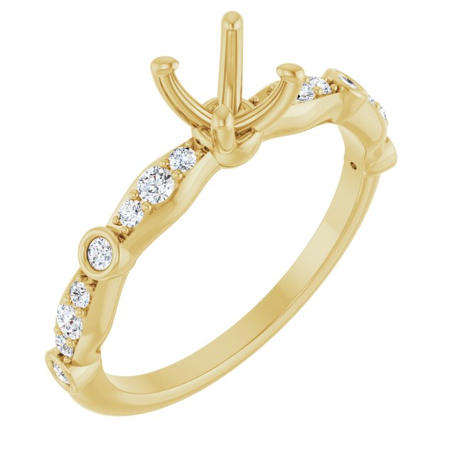 14K Yellow 5.2 mm Round 1/5 CTW Natural Diamond Semi-Set Engagement Ring