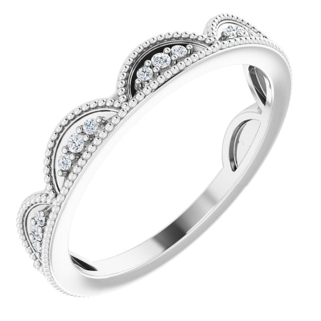 14K White 1/8 CTW Natural Diamond Stackable Ring