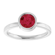14K White 6 mm Lab-Grown Ruby Ring