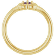 14K Yellow Natural Alexandrite Youth Flower Ring
