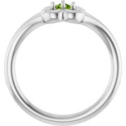 14K White Natural Peridot Youth Flower Ring