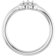 14K White .06 CT Natural Diamond Youth Flower Ring