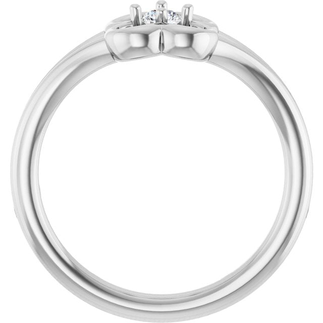 14K White .06 CT Natural Diamond Youth Flower Ring