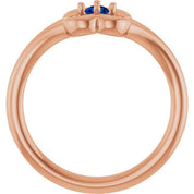 14K Rose Natural Blue Sapphire Youth Flower Ring