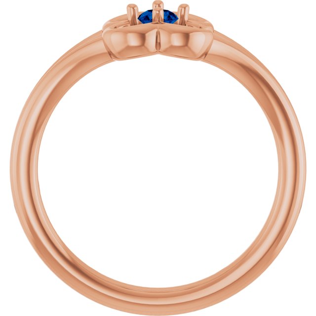 14K Rose Natural Blue Sapphire Youth Flower Ring