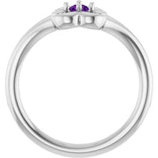 14K White Natural Amethyst Youth Flower Ring