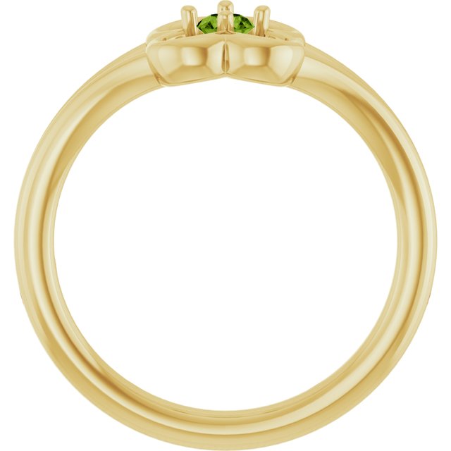 14K Yellow Natural Peridot Youth Flower Ring