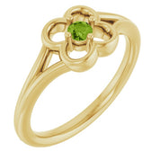 14K Yellow Natural Peridot Youth Flower Ring