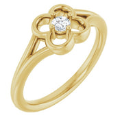 14K Yellow .06 CT Natural Diamond Youth Flower Ring