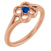14K Rose Natural Blue Sapphire Youth Flower Ring